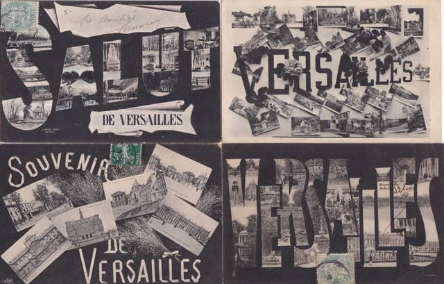 Lot de 4 cartes postales anciennes postcards VERSAILLES salut de
