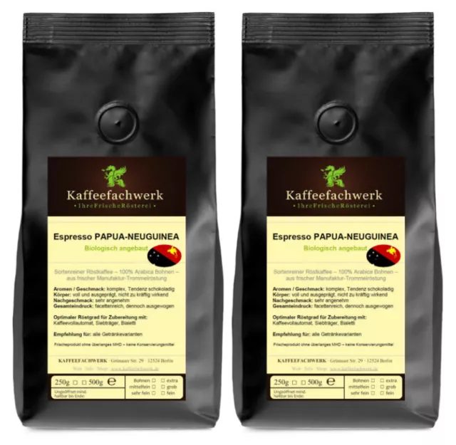 Espresso Papua Neuguinea aus Bio Anbau 2x500g ♥ schokoladige Espresso Bohnen 1kg