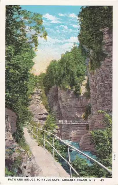 Path and Bridge to Hydes Cave - Ausable Chasm, Adirondacks, New York WB