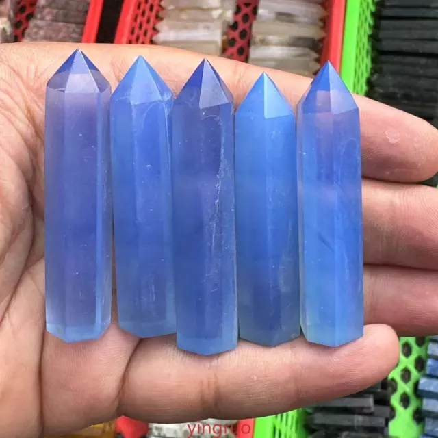 5pcs Quartz Blue opal obelisk Quartz Crystal Reiki healing 2in