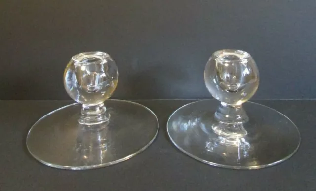 Pr Paden City CRYSTAL Ball Trance Low Candle Holders Candlesticks #1503 Blank