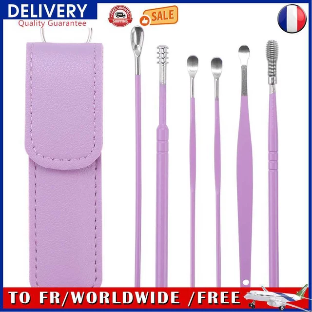 6pcs Ear Wax Picker Kit Health Care Curette Earpick Household Tool (Purple)