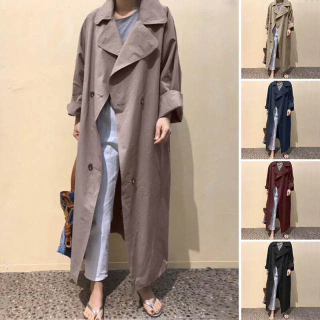 UK Women Winter Waterfall Windbreaker Trench Coat Jacket Tops Outerwear Cardigan