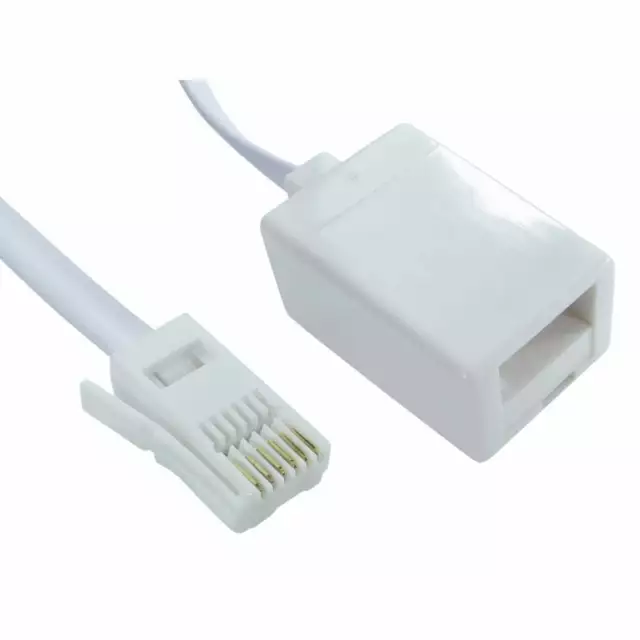 5M Landline BT Telephone Extension Cable Lead for Fax Phone white flat cable