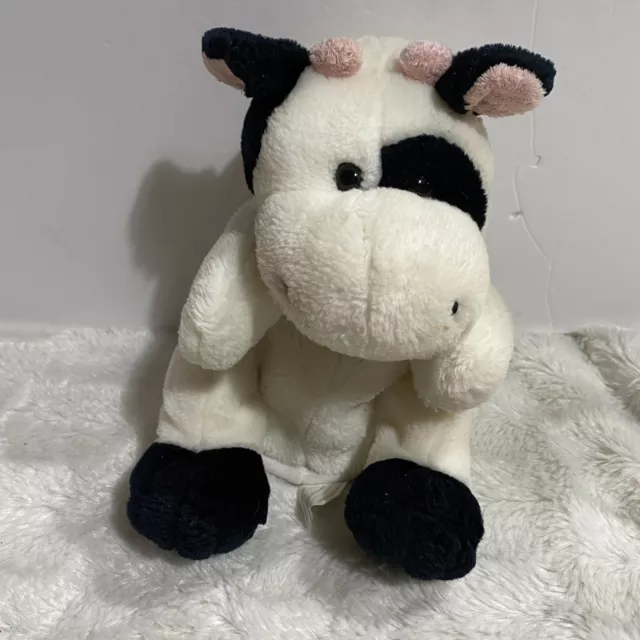 Toys R US Animal Alley Black & White Baby Cow 10" Animal Stuffed Soft Plush Toy