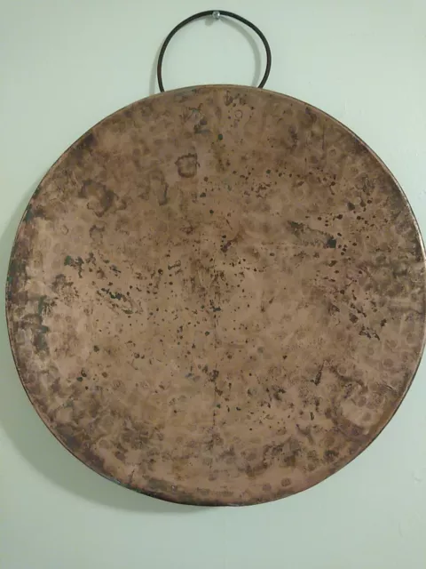 Antique Large 18 1/2" Solid hammered Copper Tray/Pan hangable