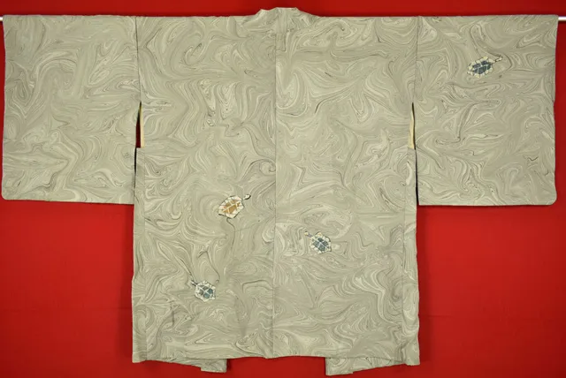 Vintage Japanese Kimono Silk Antique BORO HAORI Kusakizome Dyed/A293/540