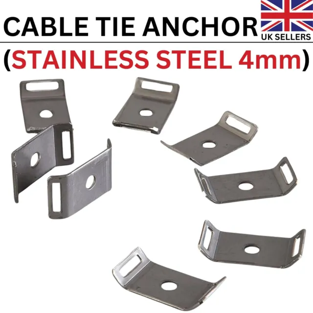 50 Pcs Heavy Duty Stainless Steel Cable Ties Anchor 29mm x 15mm with 4mm Hole