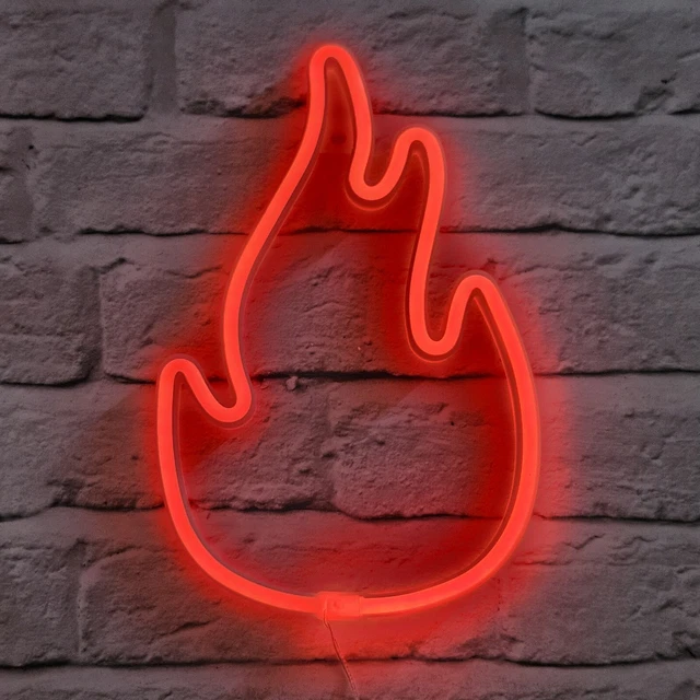 RED FLAME SHAPED Neon Light Battery or USB Operated £9.00 PicClick UK