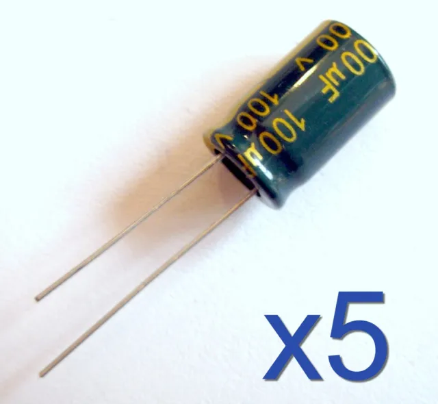 5x Condensateur 100V 100uF électrolytique Aluminium Radial capacitor 10x16mm