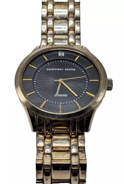 GEOFFREY BEENE GB8148GD Diamond Mens Large Dial Watch Gold Tone NEW ...