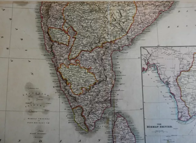 Southern India Hyperdbad Ceylon Birman Empire c.1815 Smith large detailed map 3