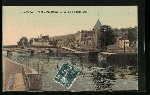 CPA Clamecy, Pont Jean-Rouvet et Eglise de Bethléem 1908