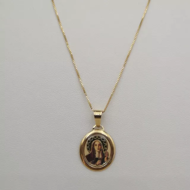 Ciondolo Santa Chiara ORO giallo 18 kt carati gioielli medaglietta medaglia