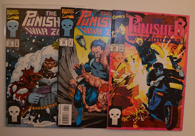 Punisher War Zone Lot of 3 #11,26,30 Marvel Comics (1993) 1st Print Comic Books