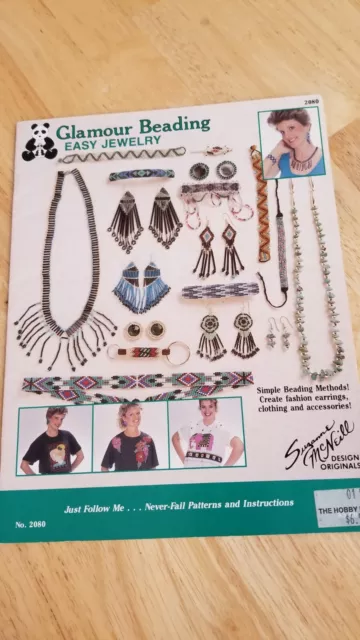 Libro artesanal de joyería fácil de cuentas de glamour Suzanne McNeill 19 páginas 1989