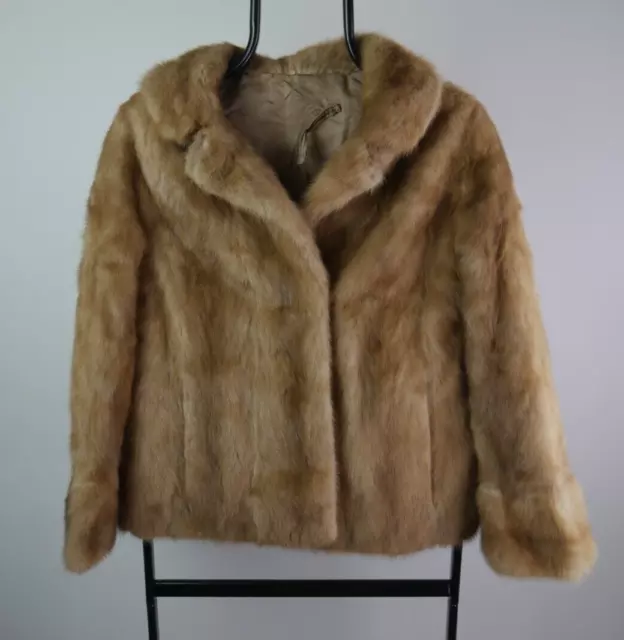 Womens Vintage Real Fur Light Brown 1970's Short Coat Size Medium