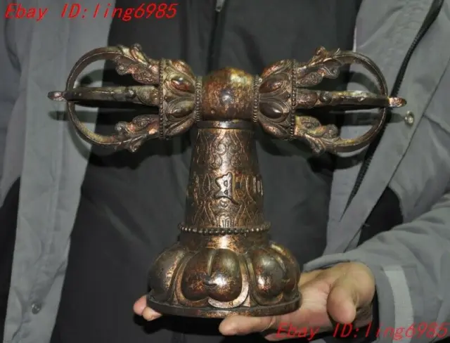 Tibet Ancient Buddhism bronze Gilt Vajra Dorje Phurpa Exorcism Talisman faqi