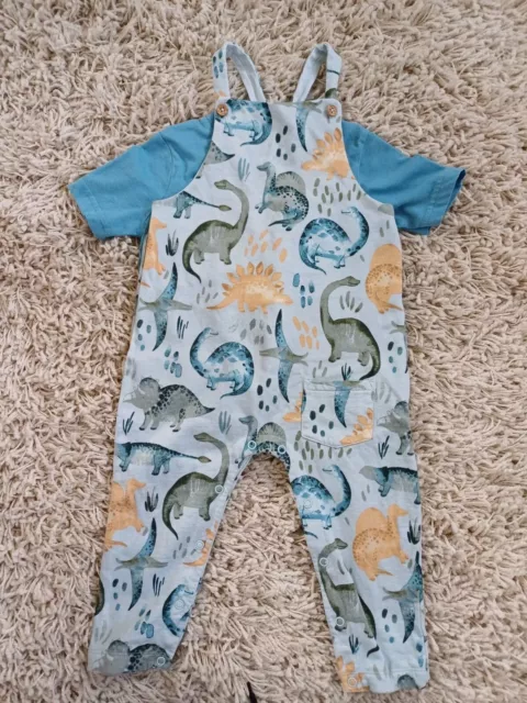 Baby Boys Dinosaur Next Dungarees And Blue Top 18 - 24 Months