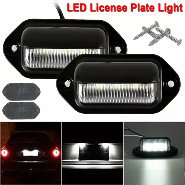 6 LED License Number Plate Light Lamps for Truck SUV Trailer Lorry Boat 12/24V