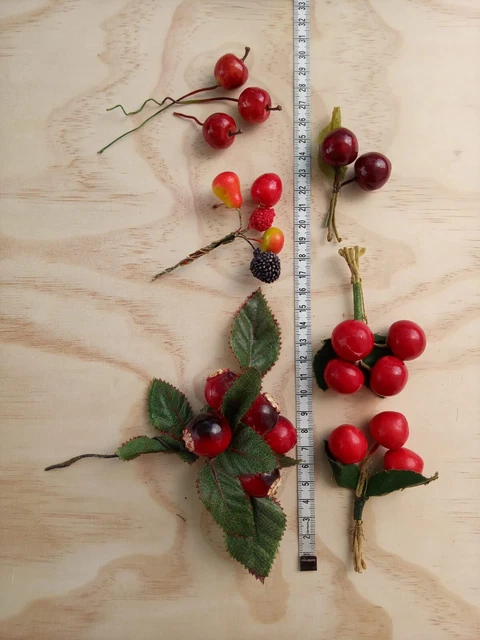 kleine Beeren Obst am Draht Vintage basteln Deko Floristik Schmuck