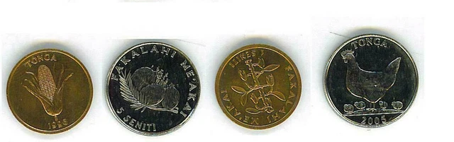 Tonga: 4-Piece Coin Set:  1 To 10 Seniti