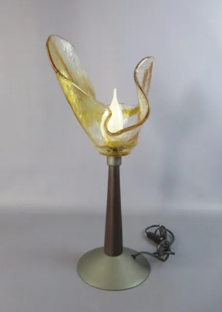 Lámpara Vidrio Murano Mazzega Flor Vintage De Mesa para Mesilla de Noche Años ’