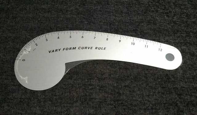 Regla curva francesa de aluminio Ai The Art Institutes ~ REGLA DE FORMA VARIABLE ~ 12"" (1/16")