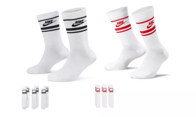 3 X Nike Herren Damen Dri-FIT Essential Crew Socks Sport Socken 3er Pack Neu