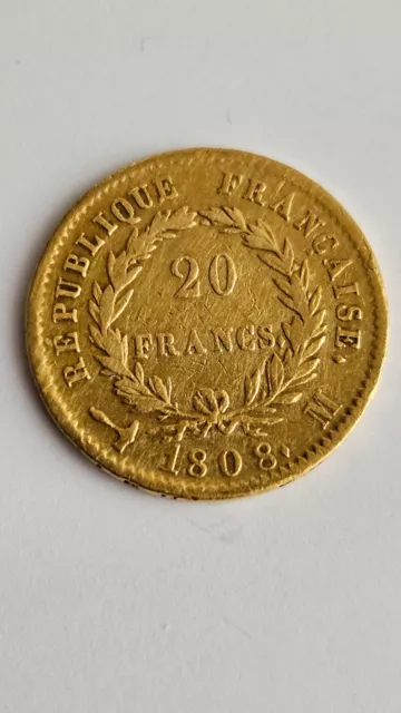 napoléon 1 er 20 francs tête laurée 1808 M Toulouse 2