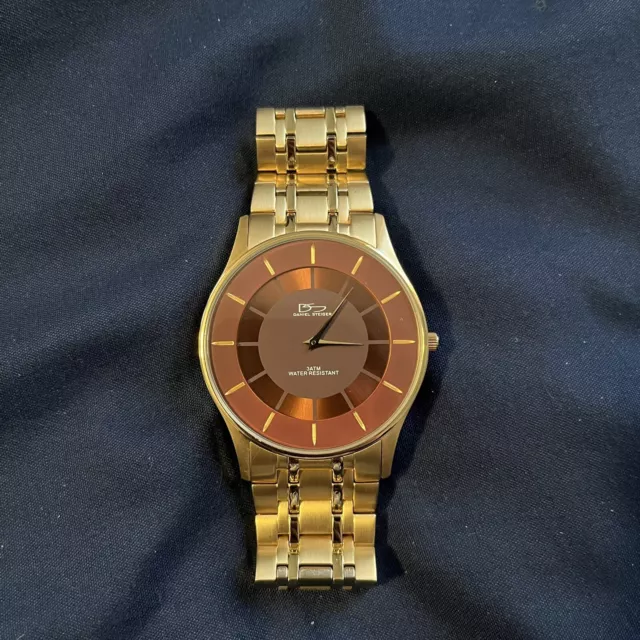 Daniel Steiger Gold Two Tone Mens Minimalist Stainless Steel Quartz Analog Watch