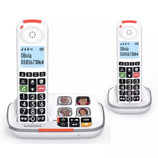 Swissvoice Xtra 2355 Duo Cordless Big Button Hearing Aid Elderly Amplified Phone