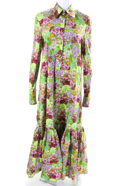 Cheeky Vintage Womens Floral Print Button Down Dress Multi Colored Size Large