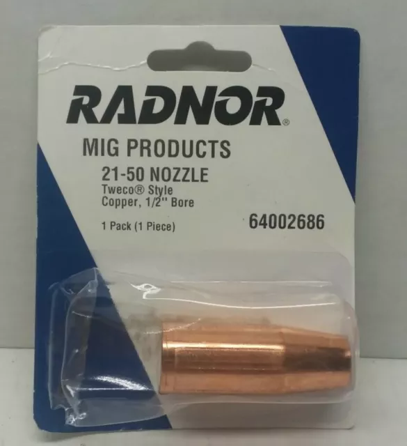 Radnor MIG Products 21-50 Nozzle  Tweco Style Copper 1/2" Bore. 64002686