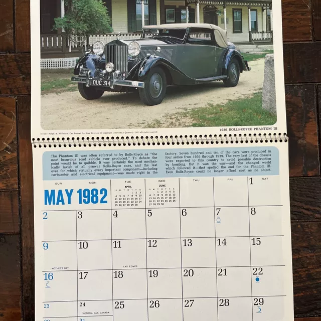 Album of Antique Cars Appointment Calendar 1982. Vintage 2