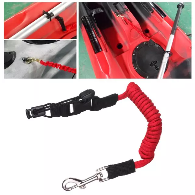 Drifting Elastic Coiled Kayak Boat Paddle Leash Fishing Rod Lanyard Canoe Cord