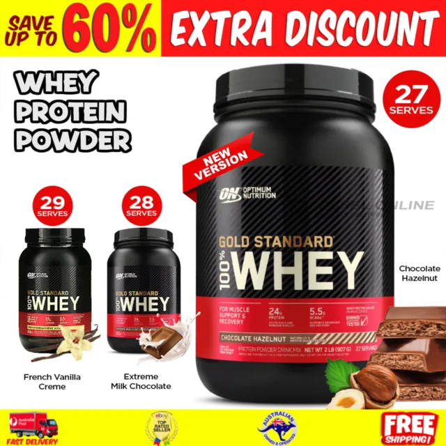 Gold Standard 100% Whey Optimum Nutrition Protein Powder WPI WPC 907g 3 Flavours