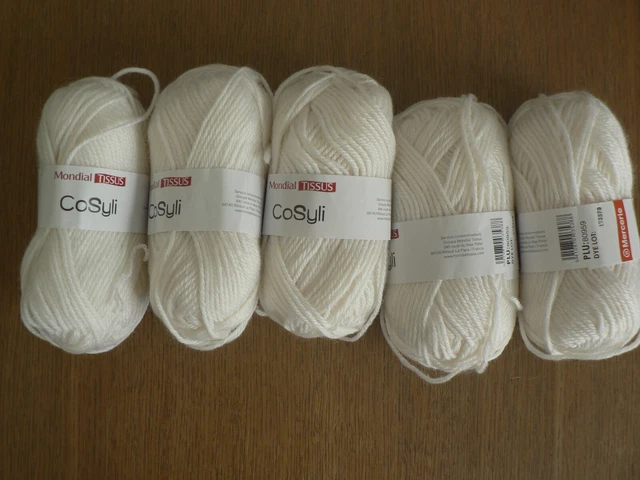 Lot De 5 Pelotes De Laine Alpaga Blanc Cassé - Fabriqué En Italie - Neuf Pour Tricot/crochet