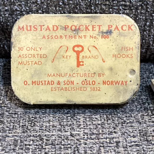 VINTAGE MUSTAD POCKET PACK Assorted Hook Fishing Tin No. 100 $15.00 -  PicClick