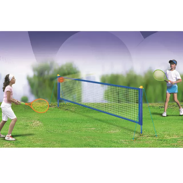 Two Player Tennis Game Sports Set With Raquets Balls & Net Garden Lawn Beach Set