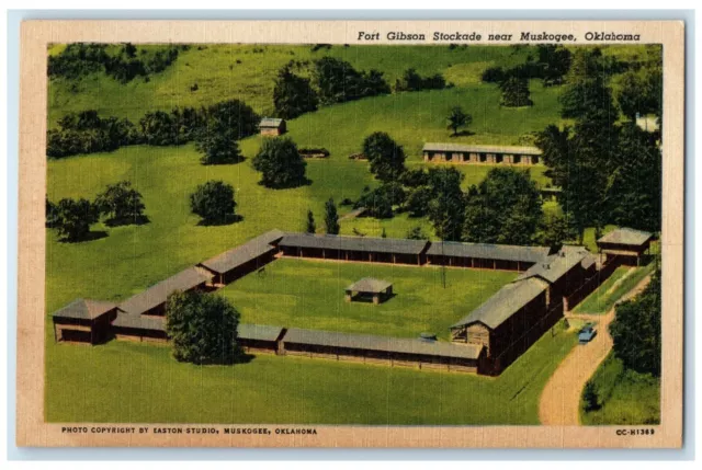 c1930's Aerial View Of Fort Gibson Stockade Near Muskogee Oklahoma OK Postcard