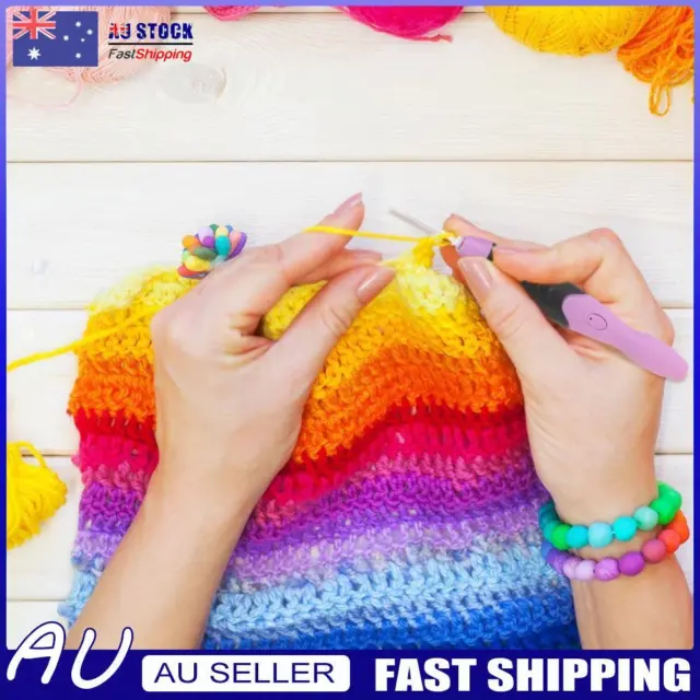 9 in 1 USB Light Up Crochet Hooks Knitting Needles LED Sewing Kit (Rose Red AU