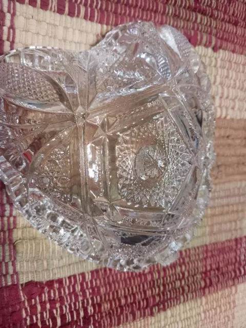 Vintage Lenox Imperial Clear Cut Glass Heart Shaped Candy/Nut Dish