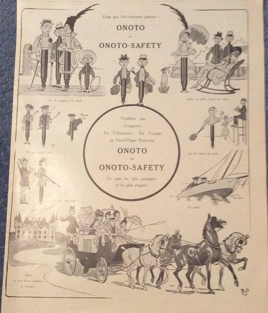 Publicité de Presse porte-plume réservoir stylo ONOTO Mich French ad 1914