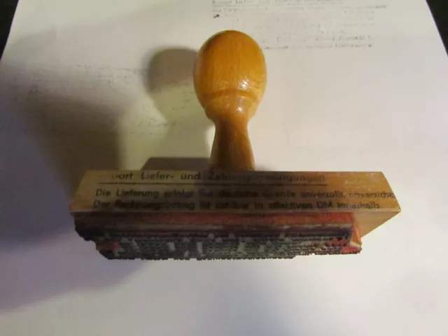 alter Holzstempel "Liefer- und Zahlungsbedingungen"  vintage Industriedesign