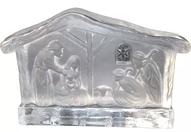 Vintage Holy Family NyBro Swedish Handmade Crystal Nativity candle holder