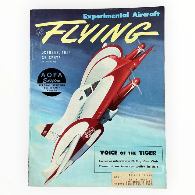 Flight Magazine FLYING MAGAZINE OCT 1954 Experimental Aircraft Claire Chennault AOPA ...