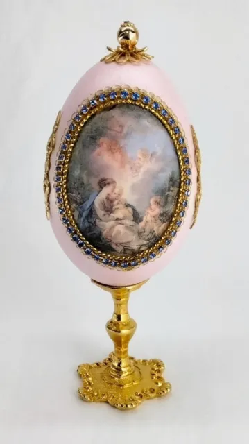 Vintage Hand Painted & Decorated Delicate Pink Goose Egg Art of Cherub Angels