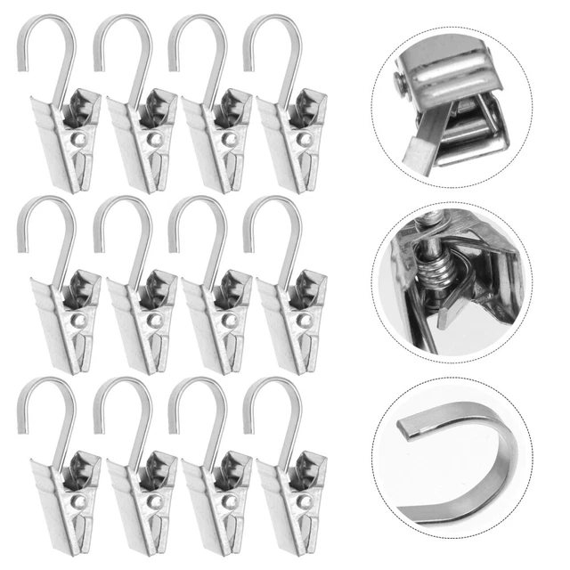 100 piezas clips de cortina de ducha de acero inoxidable anillo de cortinas clips de cortina de satén