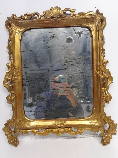 Antica specchiera in legno intagliato e dorato XVIII° secolo